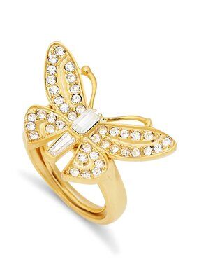 Kenneth Jay Lane, Gold & Crystal Adjustable Butterfly Ring